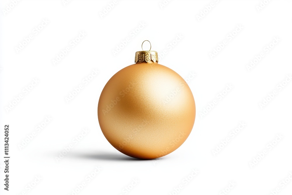 Golden Christmas Ornament on White Background with Shadow Effect Golden Christmas Ornament on White Background with Shadow Effect