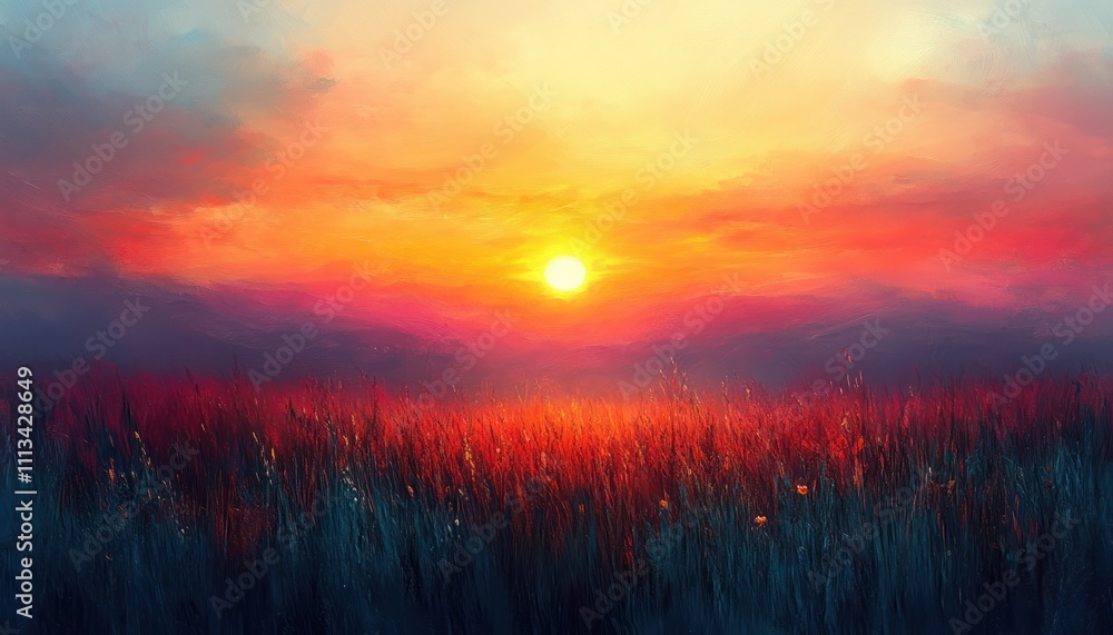 Serene Sunset Landscape Impressionist Style Soft Pastel Colors Nature Glow Gradient Sky Serene Sunset Landscape Impressionist Style Soft Pastel Colors Nature Glow Gradient Sky
