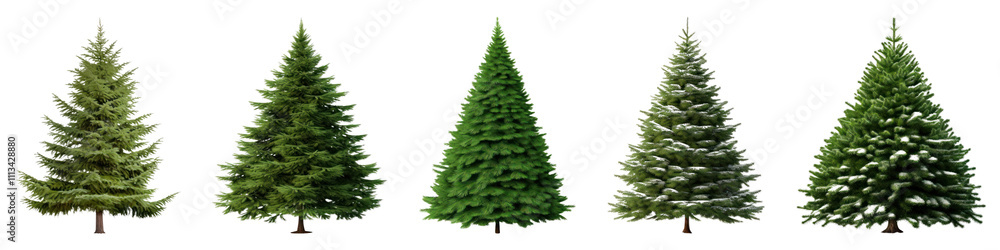 Fototapeta premium PNG Christmas tree set on transparent background