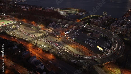 Aerial view of traffic entering The Lincoln Tunnel in New Jersey photo