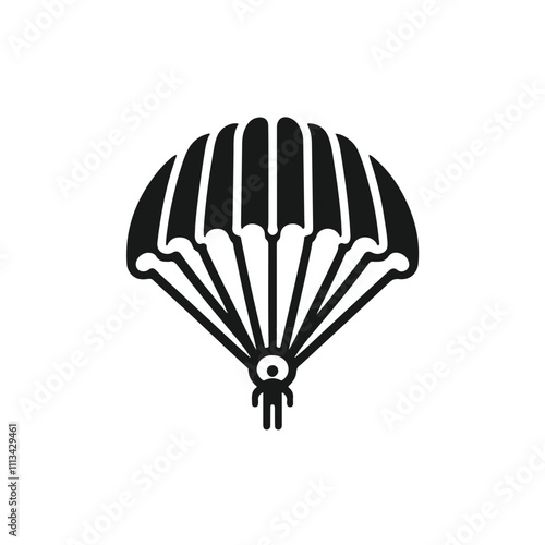 Vector Illustration of Skydiving Parachuting Silhouette. parachuting icon. parachute logo.