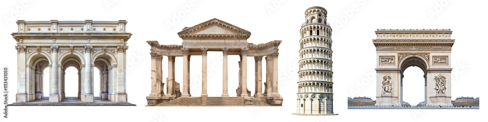 Fototapeta premium PNG Landmark set on transparent background