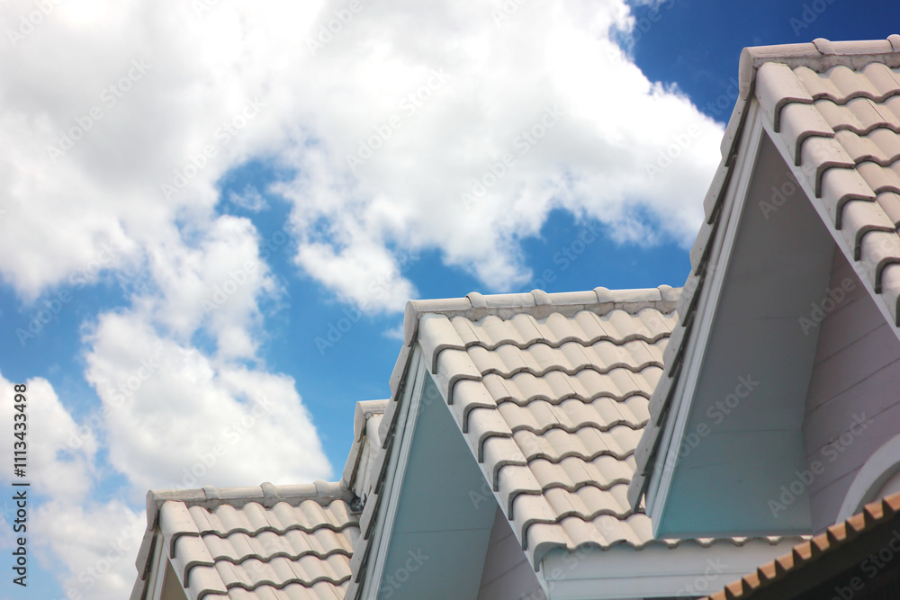 roof triangle shape design roof tile seamless on blue sky roof triangle shape design roof tile seamless on blue sky