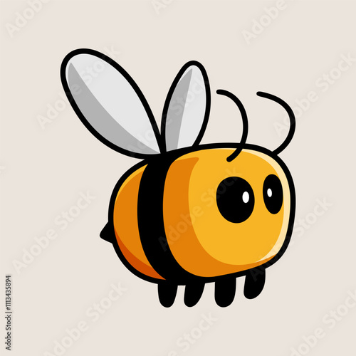 fun cartoon character of bee logo isolated colored drawing line art style sketch classic vintage design illustration