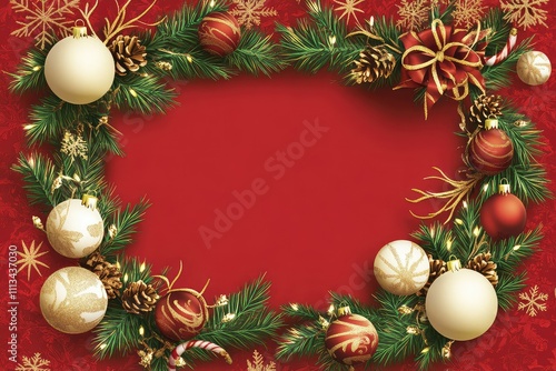 Wallpaper Mural Festive Christmas Border with Golden Ornaments Torontodigital.ca