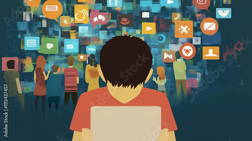 Cyberbullying social media safety concept. Awareness image featuring tips on cyberbullying and social media safety, aimed at educating users on online protection and responsible digital behavior.