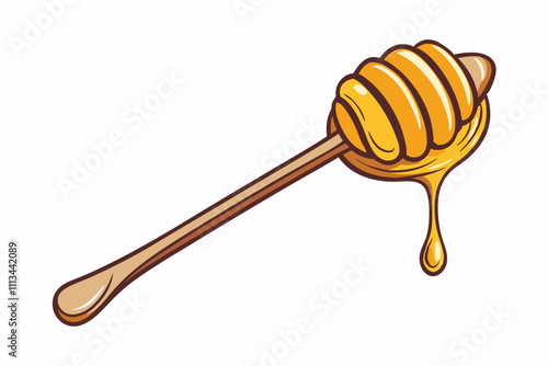 Honey dipper icon. Flat color design