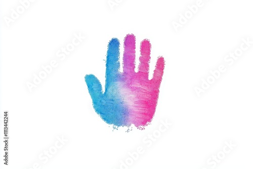 Futuristic Neon Hand Print with Glowing Effect and Colorful Lines