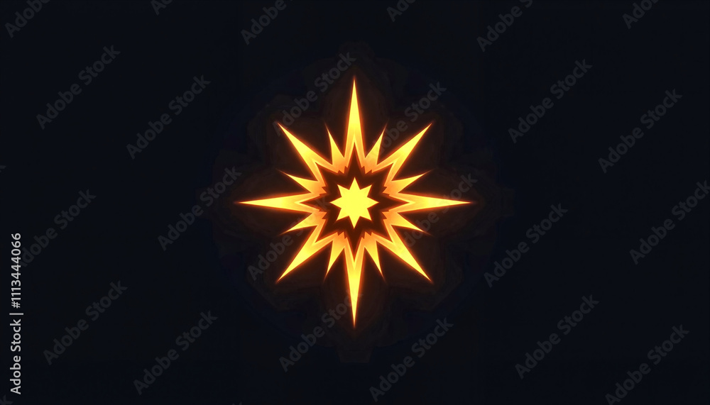 Vibrant orange star design on a dark background with a radiant glow effect, Epiphany, January 6th Vibrant orange star design on a dark background with a radiant glow effect, Epiphany, January 6th