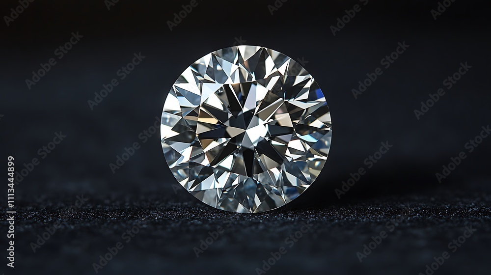 Sparkling round brilliant-cut diamond on black velvet. Sparkling round brilliant-cut diamond on black velvet.