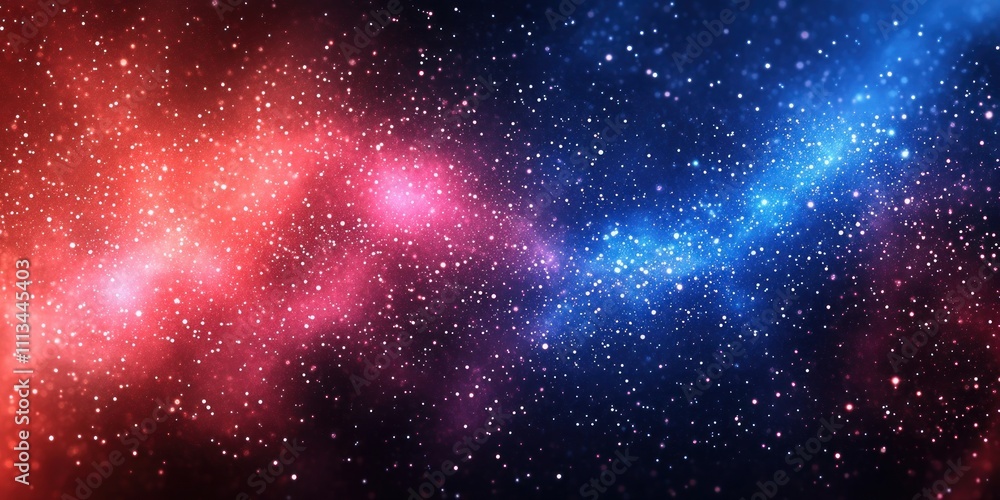 Fototapeta premium Vibrant Cosmic Nebula Background with Red and Blue Sparkle for Patriotic Celebrations and Events