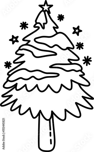 Hand-drawn christmas tree doodle outline element	
 photo