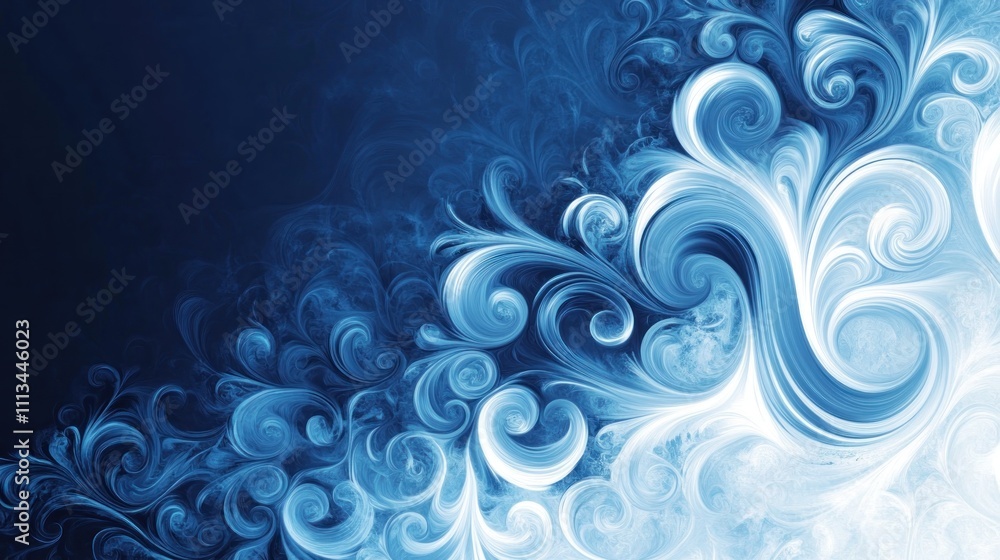 Abstract Blue Swirling Frost Design Background Abstract Blue Swirling Frost Design Background