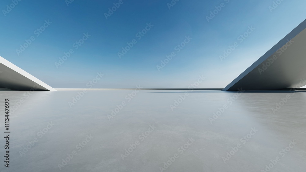 3d render of abstract modern concrete architecture with empty cement floor, minimal exterior, car presentation background 3d render of abstract modern concrete architecture with empty cement floor, minimal exterior, car presentation background