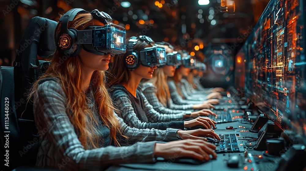 Businesspeople Collaborating in Virtual Environment Symbolizing Future of Corporate Meetings Businesspeople Collaborating in Virtual Environment Symbolizing Future of Corporate Meetings