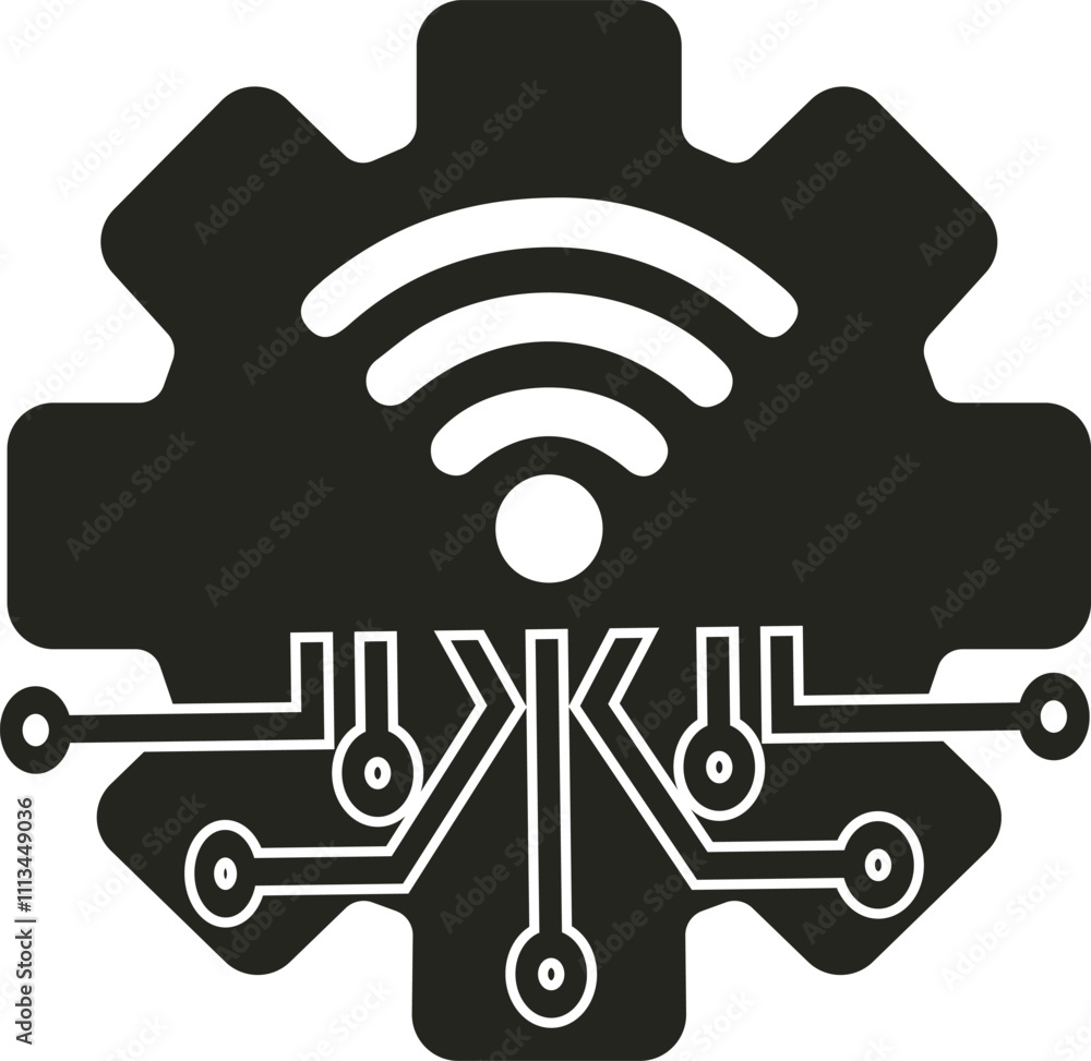 Technology vector art featuring a sleek circuit board design with glowing lines, geometric shapes, and a futuristic digital interface theme in vivid colors.