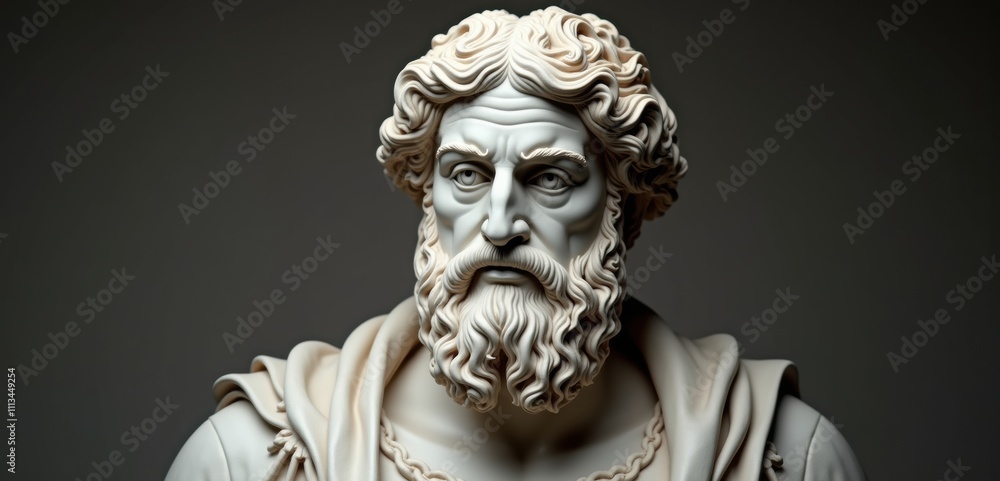 A striking sculpture of a distinguished man with a detailed beard and classical attire, perfect for art, culture, or history-themed projects. A striking sculpture of a distinguished man with a detailed beard and classical attire, perfect for art, culture, or history-themed projects.