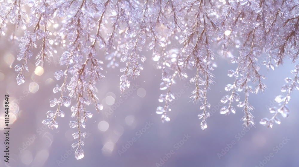 Ice Crystals Adorn Delicate Winter Branches Ice Crystals Adorn Delicate Winter Branches