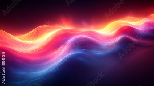 Dynamic holographic light streams flowing diagonally in bold combinations of chartreuse and fuchsia on a dark background