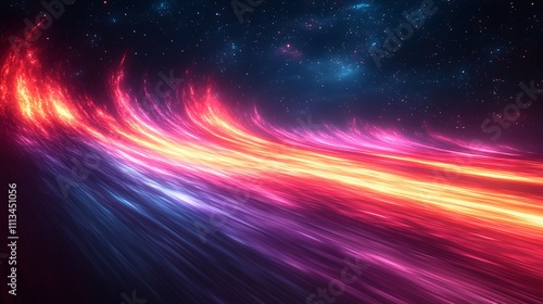 Dynamic holographic light streams flowing diagonally in bold combinations of chartreuse and fuchsia on a dark background