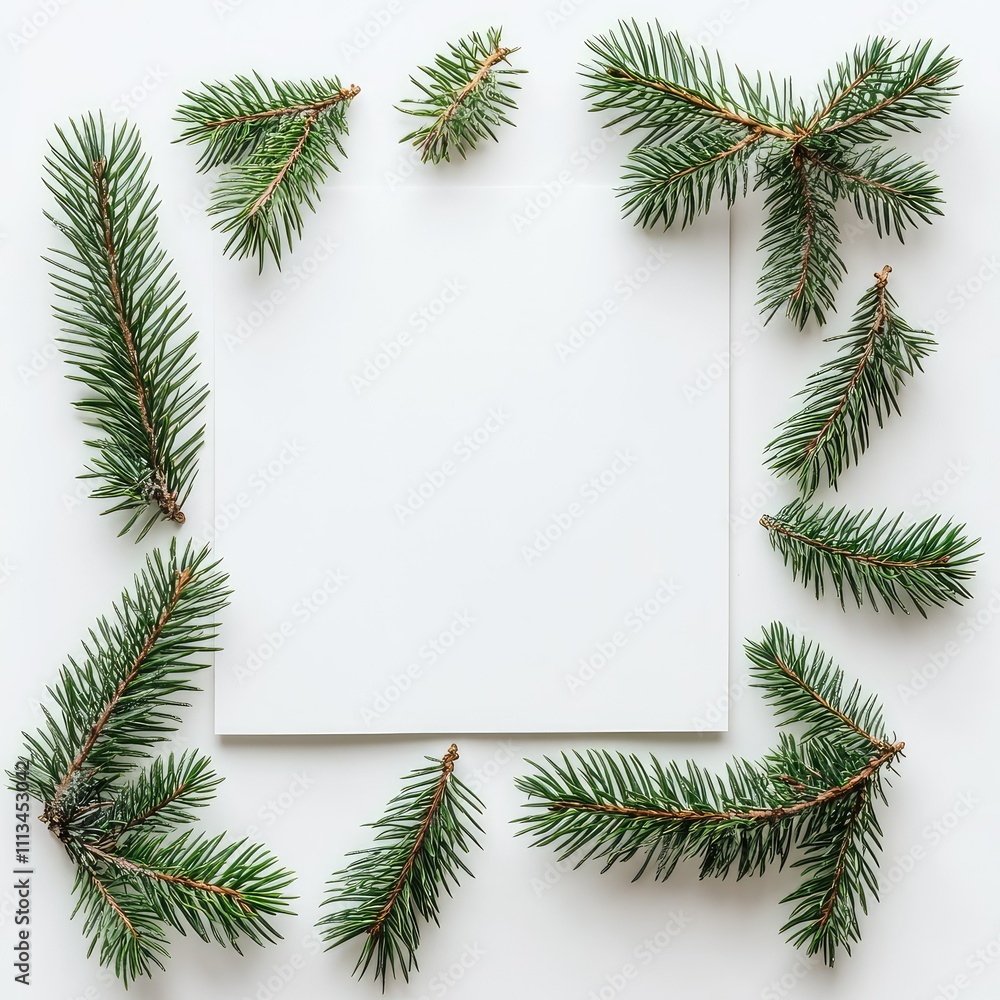 Minimalist Pine Frame with Evergreen Branches Minimalist Pine Frame with Evergreen Branches