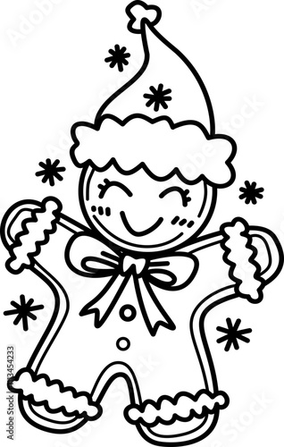 Hand-drawn christmas gingerbread doodle outline element photo