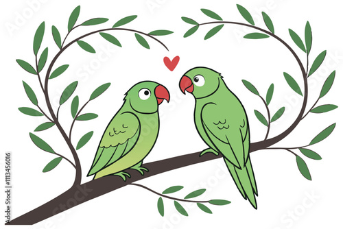 two romantic parrot bird  on white background E.eps photo