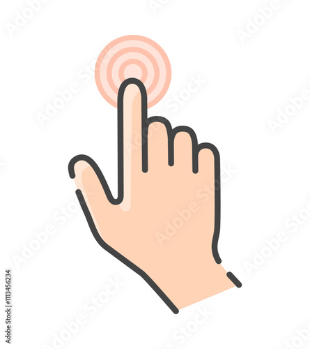 人差し指でタッチしているシンプルな人の手のアイコン - ボタンや画面を押すジェスチャーのイメージ素材