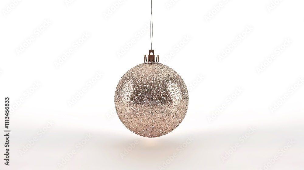 Christmas Ball Hanging Isolated on White Background - A Festive and Glittering Decoration Display. The Shiny Christmas Ball Hanging Alone on the Pure White Background, with Its Vivid Colors and Sparkl