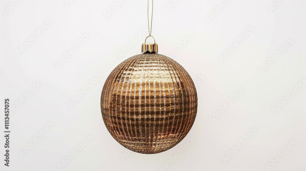 Obraz premium Christmas Ball Hanging Isolated on White Background - A Festive and Glittering Decoration Display. The Shiny Christmas Ball Hanging Alone on the Pure White Background, with Its Vivid Colors and Sparkl