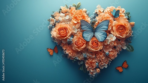 Wallpaper Mural Delicate Floral Heart with Butterflies Representing Love and Nature s Beauty Torontodigital.ca