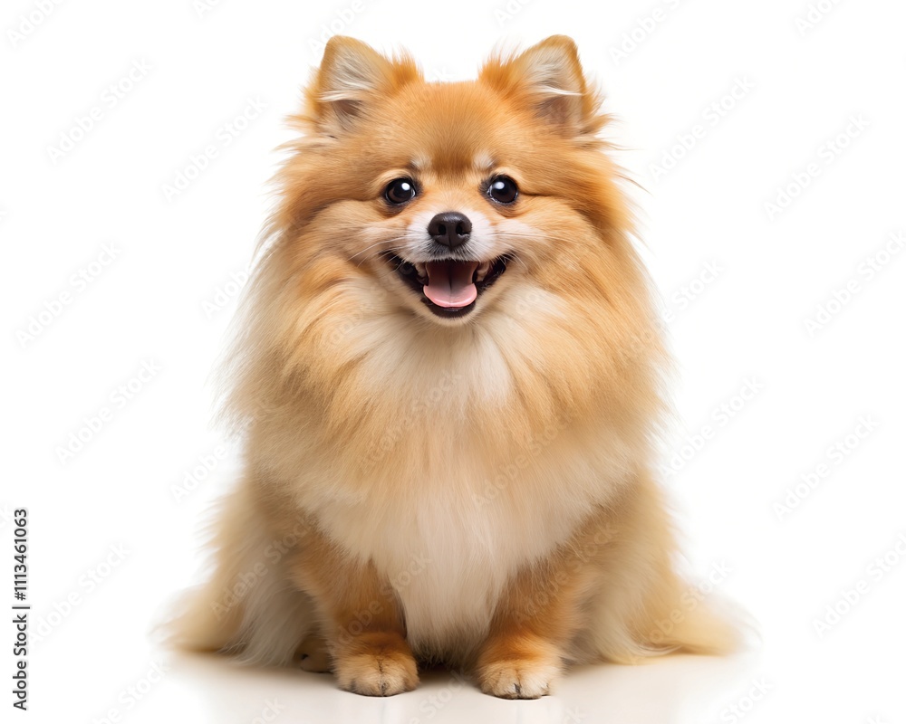 A fluffy pomeranian dog with a bright smile sits in a well-lit space, showcasing its playful nature and vibrant personality. This adorable pet exudes happiness A fluffy pomeranian dog with a bright smile sits in a well-lit space, showcasing its playful nature and vibrant personality. This adorable pet exudes happiness