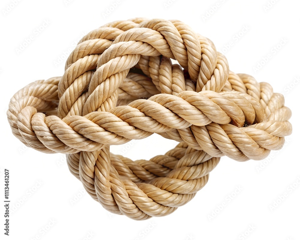 A beautifully woven knot, meticulously crafted from light-colored rope, highlights the skill involved in creating complex knot structures. This decorative piece exemplifies craftsmanship A beautifully woven knot, meticulously crafted from light-colored rope, highlights the skill involved in creating complex knot structures. This decorative piece exemplifies craftsmanship