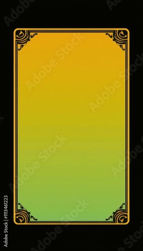 a yellow and green background with a black border