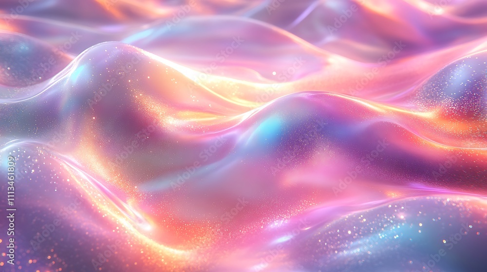 A radiant display of holographic streaks in shifting pastel tones of lime pink and lavender A radiant display of holographic streaks in shifting pastel tones of lime pink and lavender
