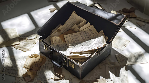 Natural Light Perspectives Business Insights from Document Shadows in an Abandoned Briefcase Office photo