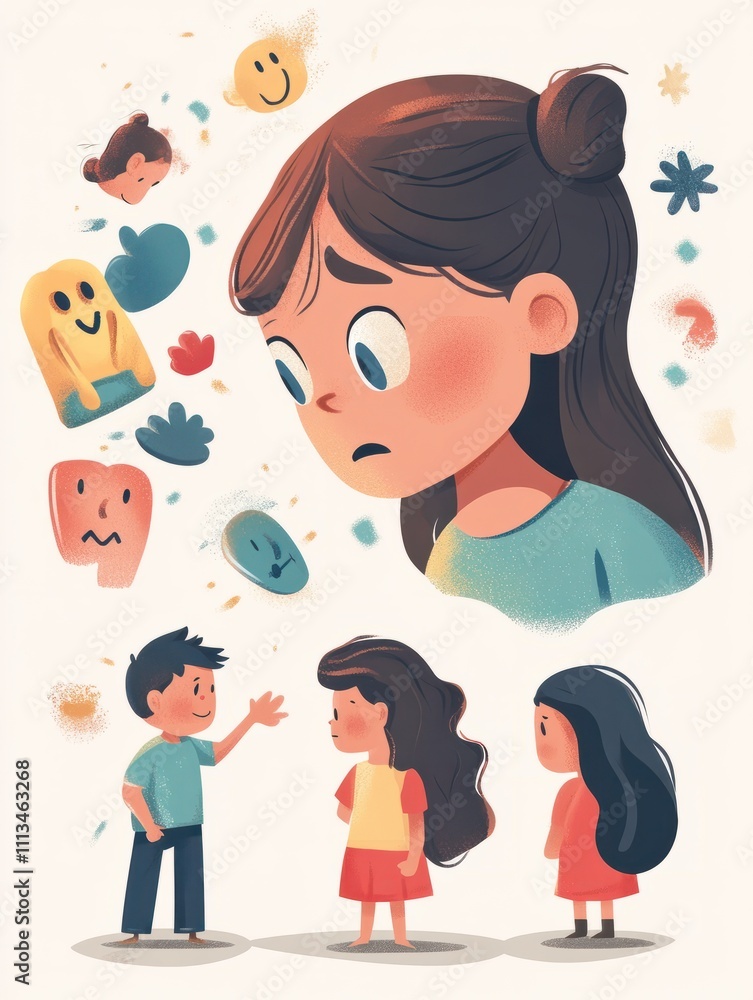 Kids emotional management abstract concept vector illustrations. Kids emotional management abstract concept vector illustrations.