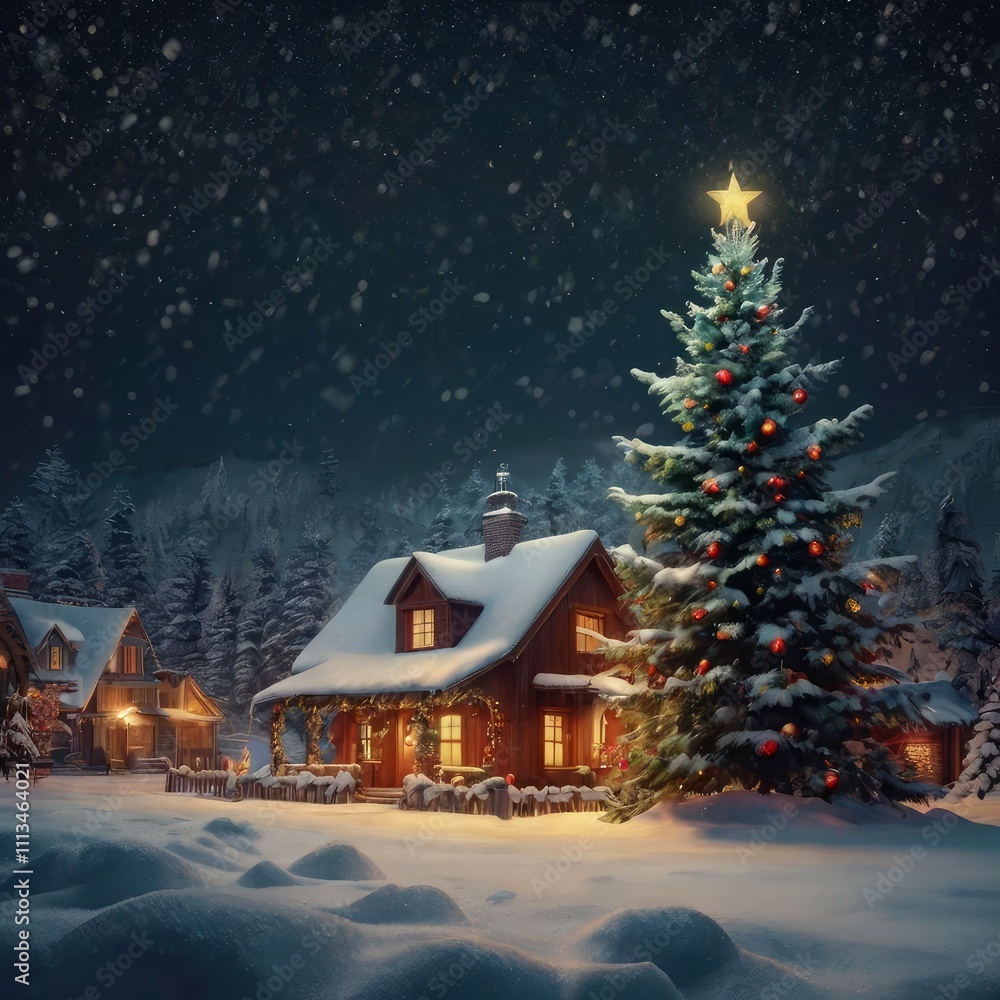 Fototapeta premium Christmas tree in the city