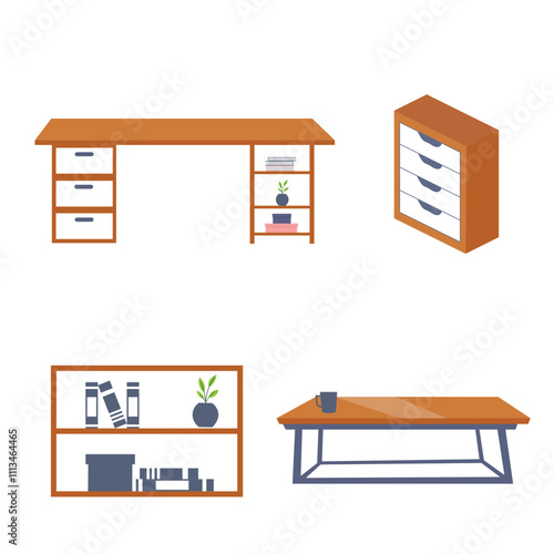 Office furniture vector illustration