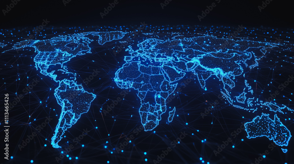 abstract business connection of line from nail node to node on world map background Innovation network points Earth's surface abstract business connection of line from nail node to node on world map background Innovation network points Earth's surface