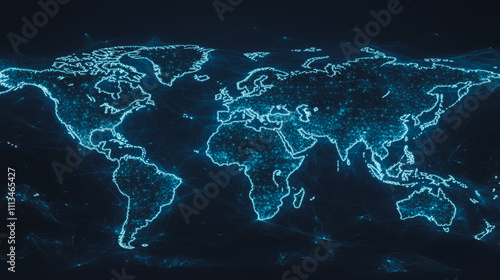 abstract business connection of line from nail node to node on world map background Innovation network points Earth's surface