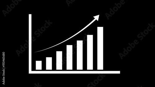 Transparent, , Growing Chart with Arrow Animation, Economic growth graphic (HD), black background 