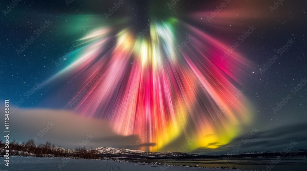 Northern lights with neon glowing effect on dark transparent background. Colorful bright luminous streaks of aurora borealis on polar night starry sky. Realistic vector set of arctic visual phenomenon Northern lights with neon glowing effect on dark transparent background. Colorful bright luminous streaks of aurora borealis on polar night starry sky. Realistic vector set of arctic visual phenomenon