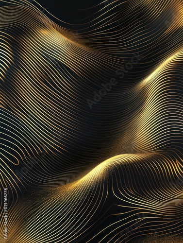 Wallpaper Mural Wave and sun abstract art background vector. Black and gold luxury wallpaper design for wall art and home decor, prints, cover and banner template. Torontodigital.ca