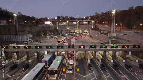 Aerial view of traffic entering The Lincoln Tunnel in New Jersey photo