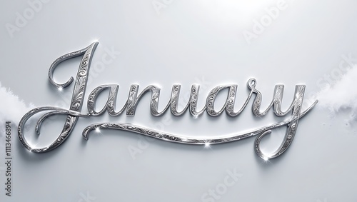 Ornate Silver January Month Title Design