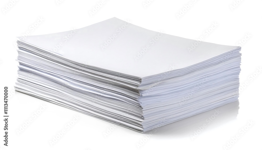 Large stack of blank white paper sheets isolated on white background cut out Large stack of blank white paper sheets isolated on white background cut out
