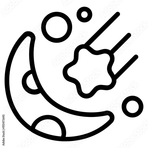Star Moon Line Icon