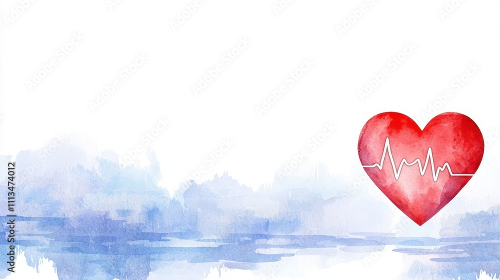Fototapeta premium Colorful Illustration of Heart with Vital Signs for Health Monitoring and Awareness Poster Design