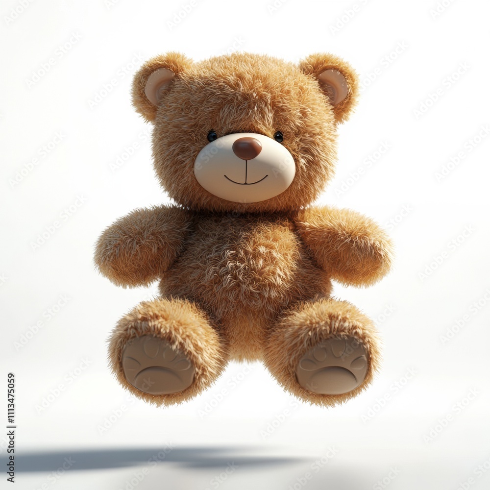 Obraz premium Sweet Dreams Teddy Bear: A charming, light brown teddy bear floats serenely, inviting feelings of warmth, comfort, and childhood nostalgia. Perfect for projects related to children, comfort.